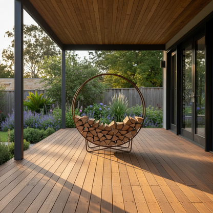 Corten Steel Circle Firewood Rack