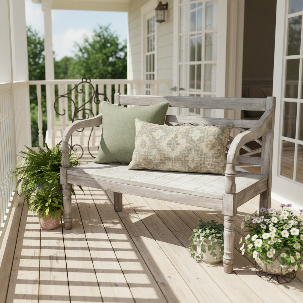 Cross Backed Teak Garden Bench