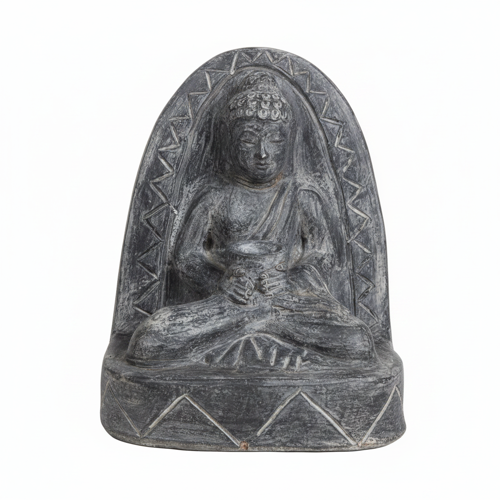 Dark Charcoal Buddha with Triangle Arch
