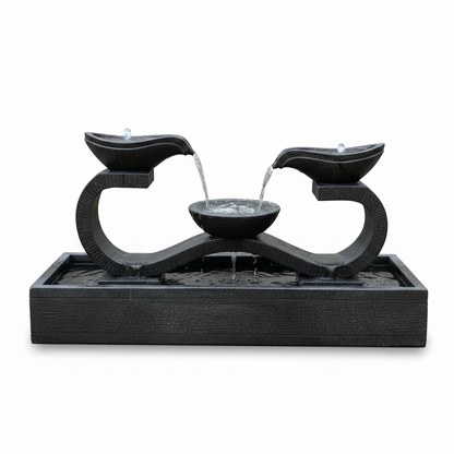 Double Curve Black Stone Water Fountain 