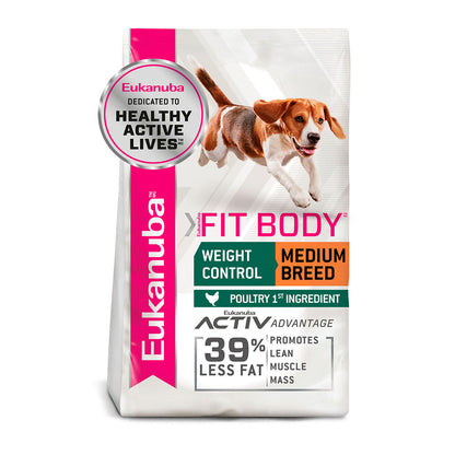 EUKANUBA Adult Fit Body Medium Breed Dry Dog Food - 15kg