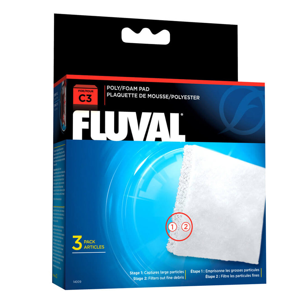 FLUVAL C2/C3/C4 Hang On Filter Poly Foam Pad 3PK