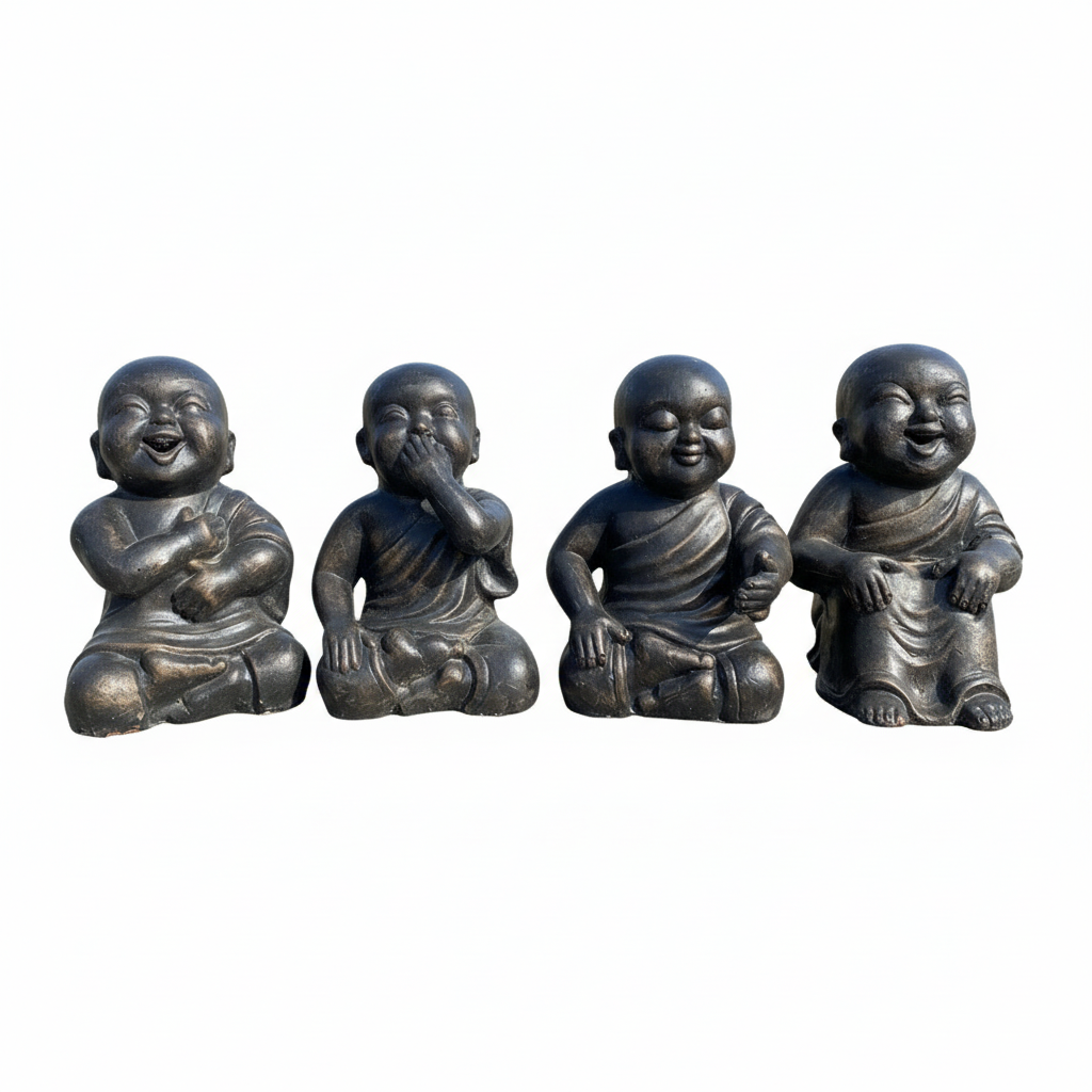 Four Monk Buddhas Cutout White Background