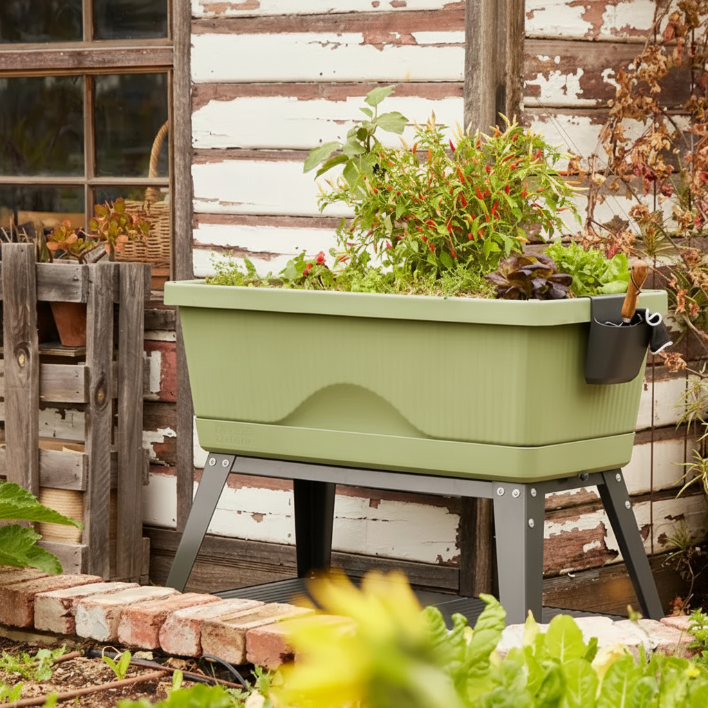 Green Raised Garden Bed Square