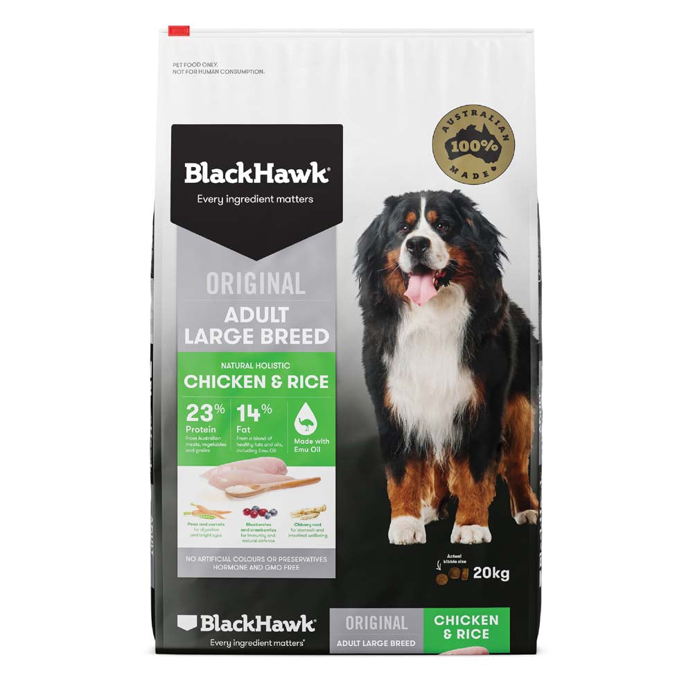 Black Hawk Dog Food Adult Large Breed 20kg Pet Holistic Australian Made