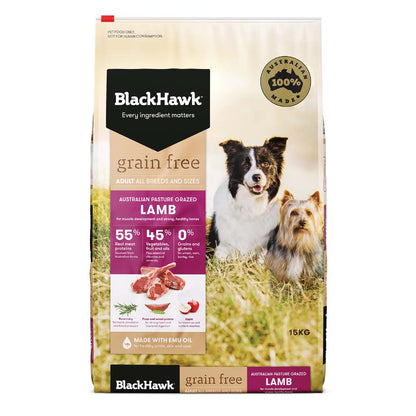 Black Hawk Dog Food Grain Free Lamb 15kg Animal Pet Australian Made Premium