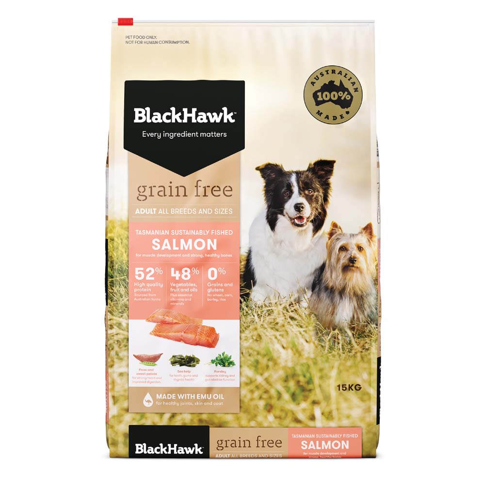 Black Hawk Dog Food Grain Free Salmon 15kg Holistic Pet Australian Made Premium