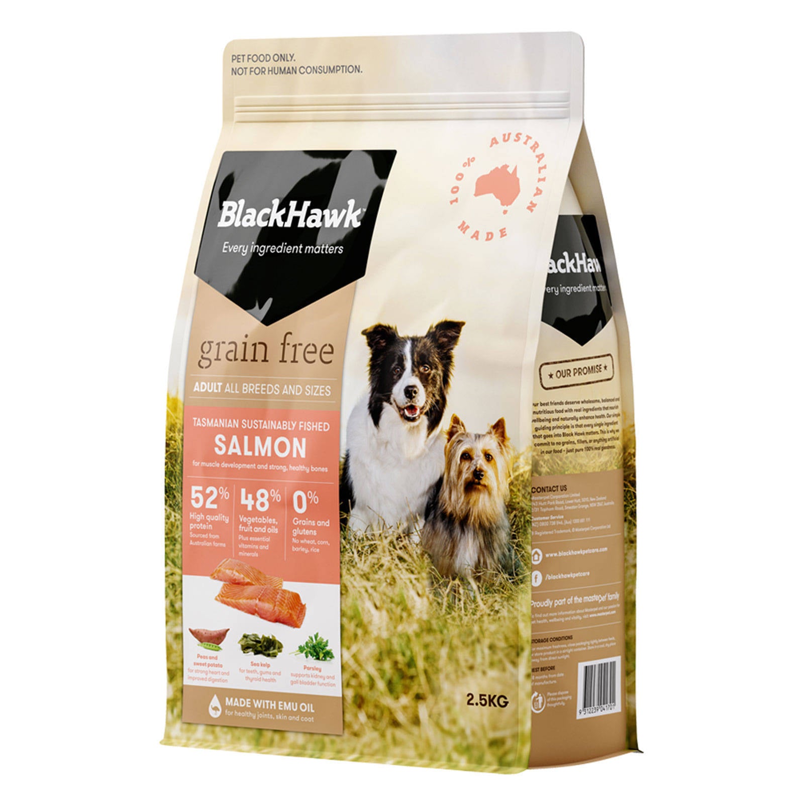 Black Hawk Dog Food Grain Free Salmon 2.5kg Holistic Pet Australian Made Premium