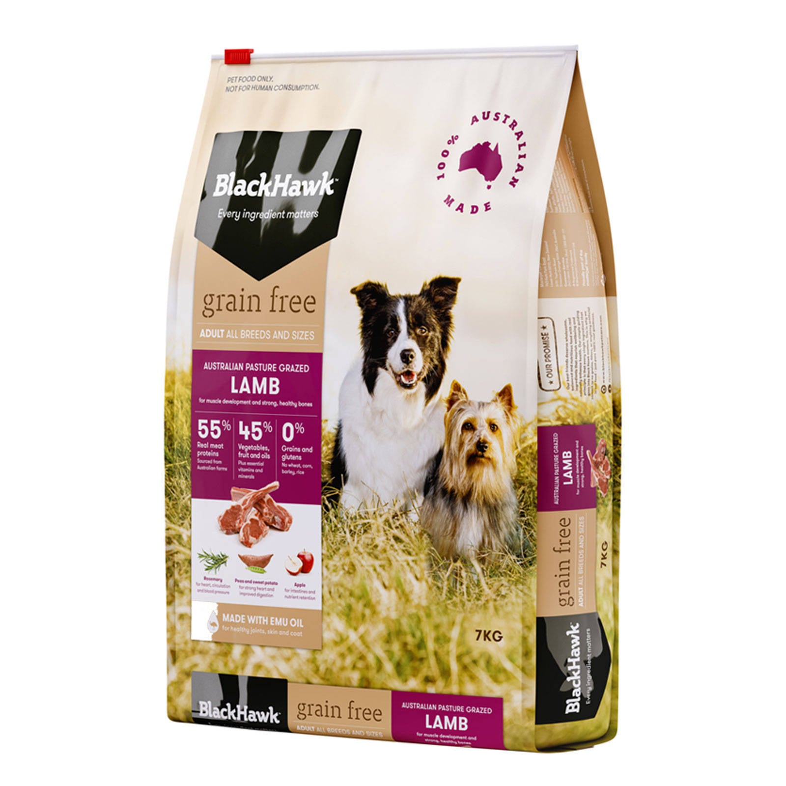 Black Hawk Dog Food Grain Free Lamb 7kg Animal Pet Australian Made Premium