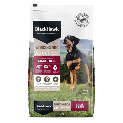 BLACK HAWK Working Dog Adult Lamb & Beef - 20kg