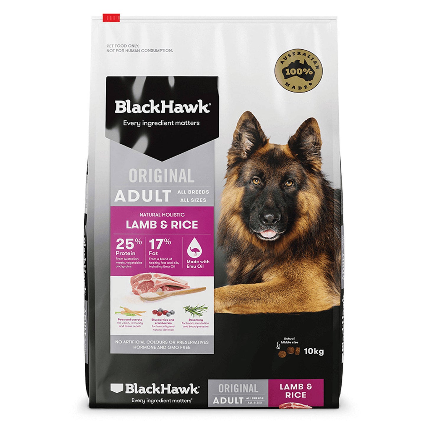 Black Hawk Dog Food Adult Lamb & Rice 10kg Animal Pet Australian Made Premium