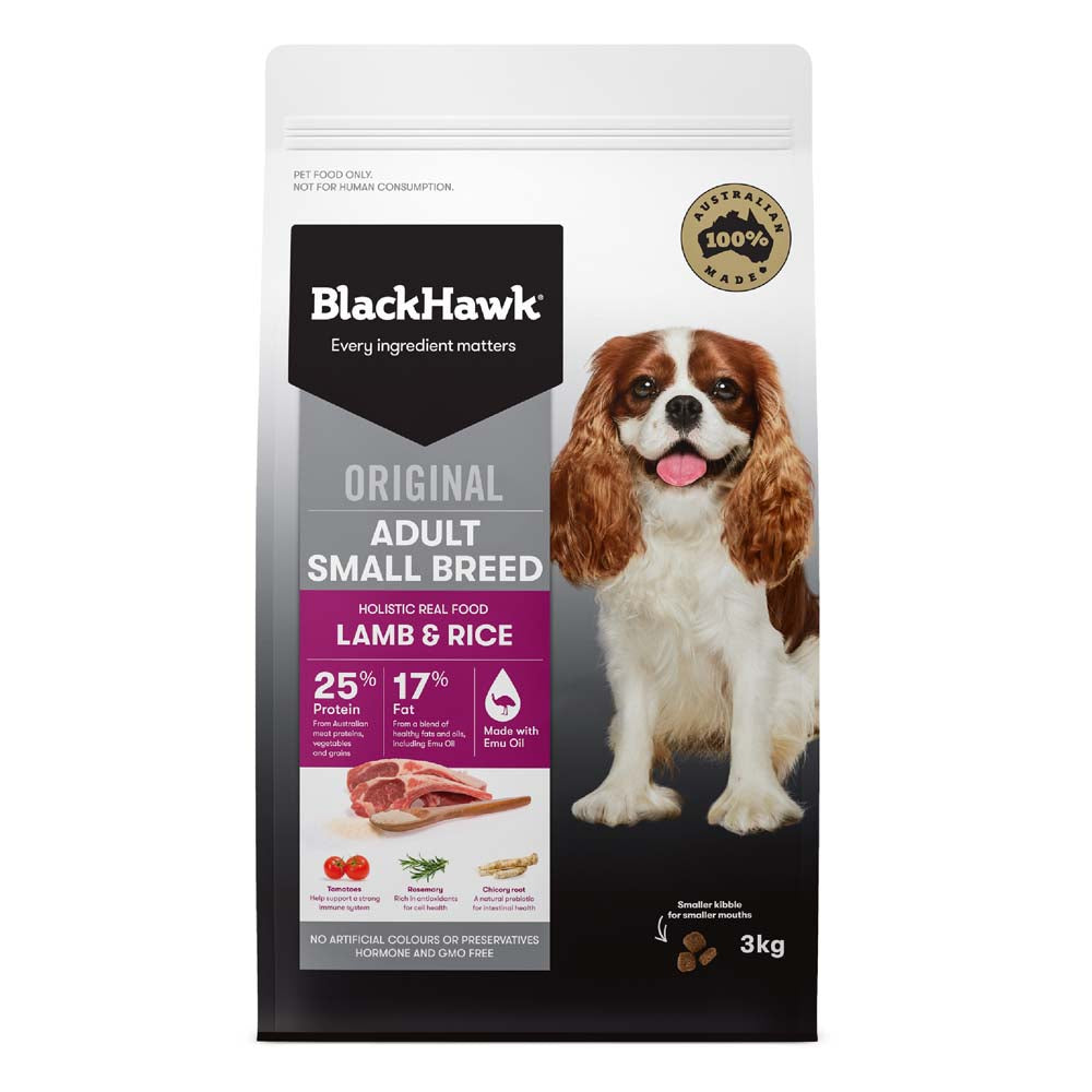 Black Hawk Dog Food Small Breed Lamb & Rice 3kg Holistic Pet Australian Made