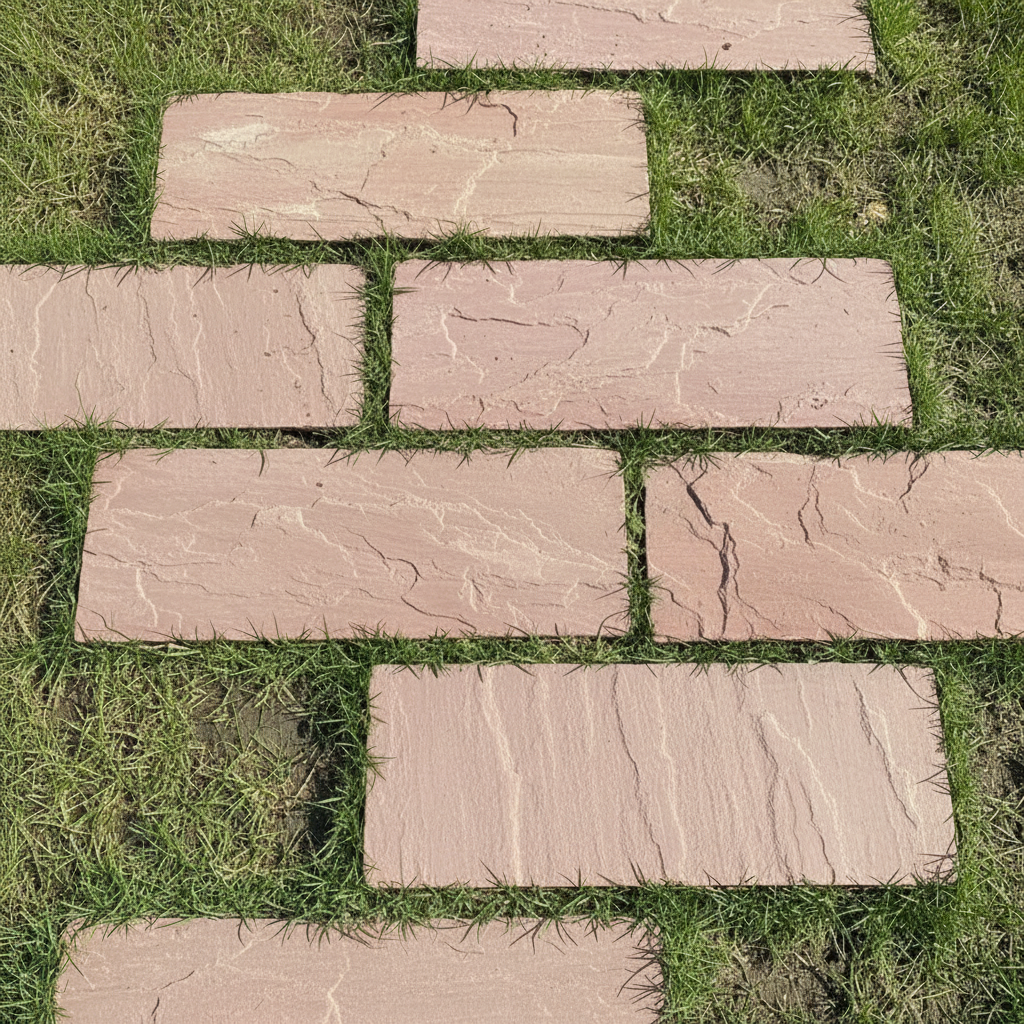 Indian Sandstone Steppers - Lush Grass