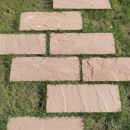 Indian Sandstone Steppers - Lush Grass