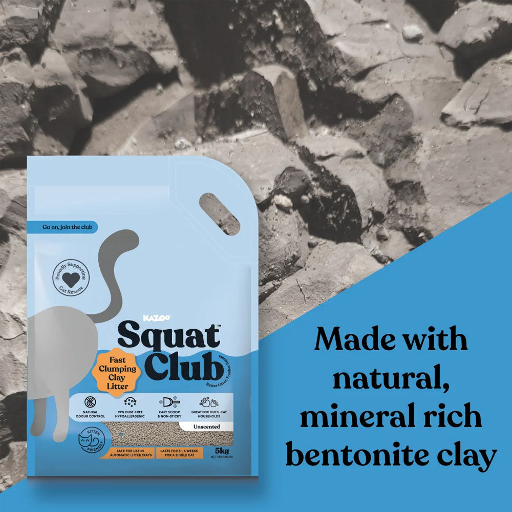 KAZOO Squat Club Fast Clumping Clay Cat Litter