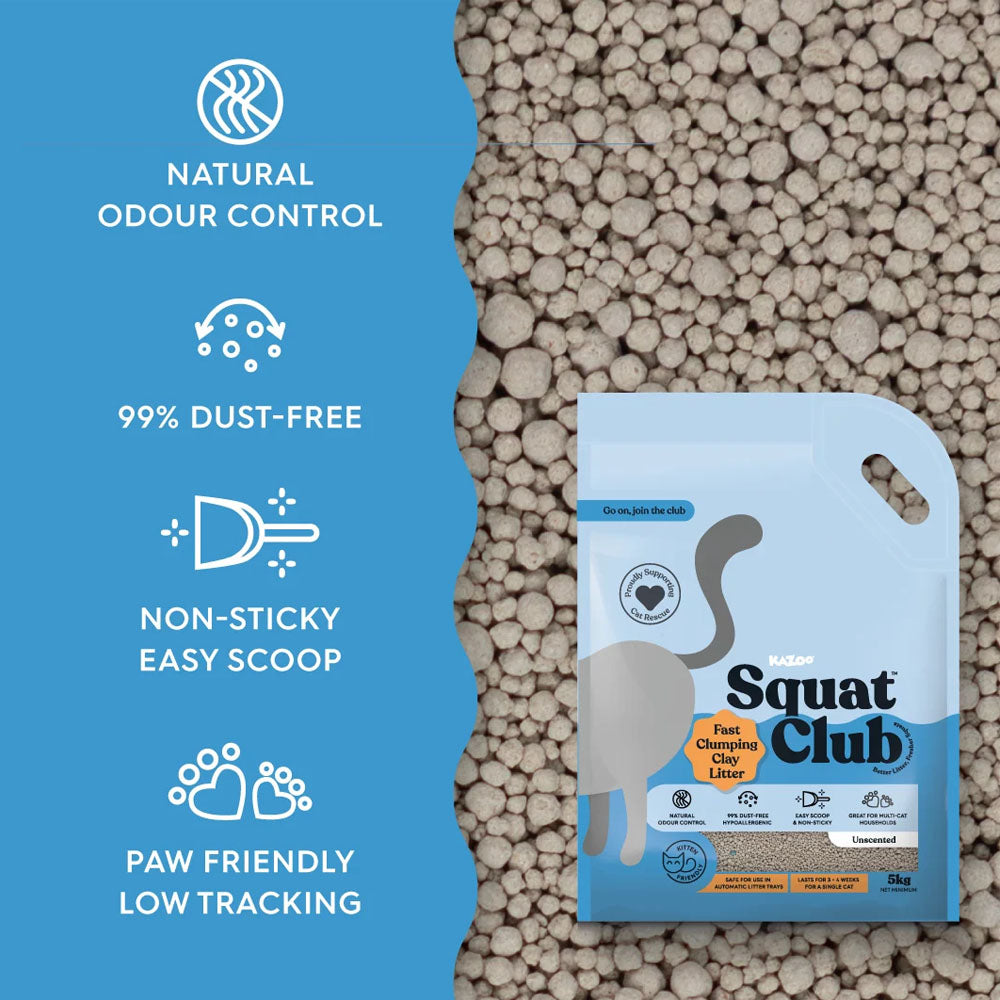 KAZOO Squat Club Fast Clumping Clay Cat Litter