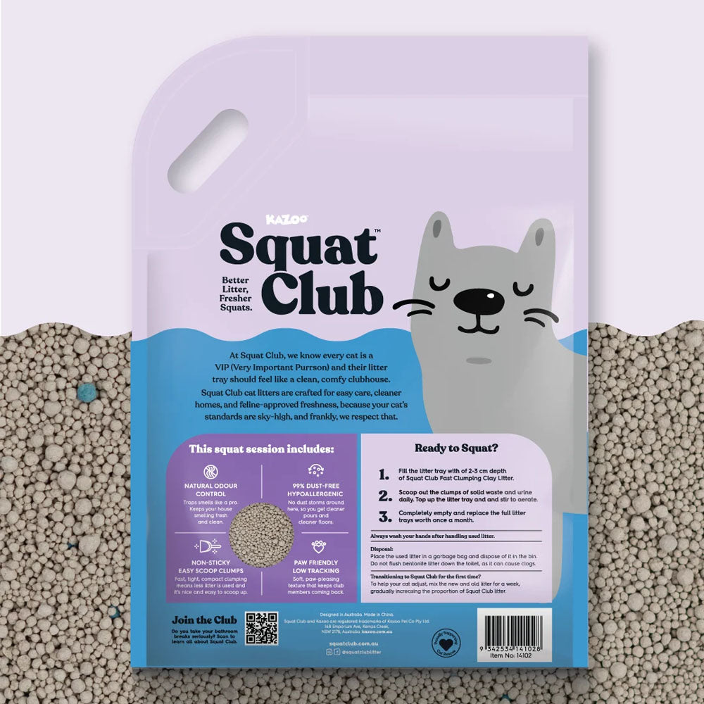 KAZOO Squat Club Fast Clumping Clay Cat Litter Lavender