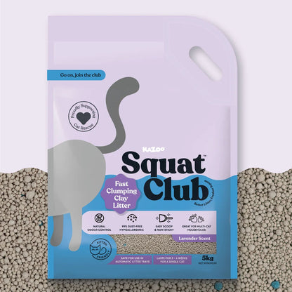KAZOO Squat Club Fast Clumping Clay Cat Litter Lavender
