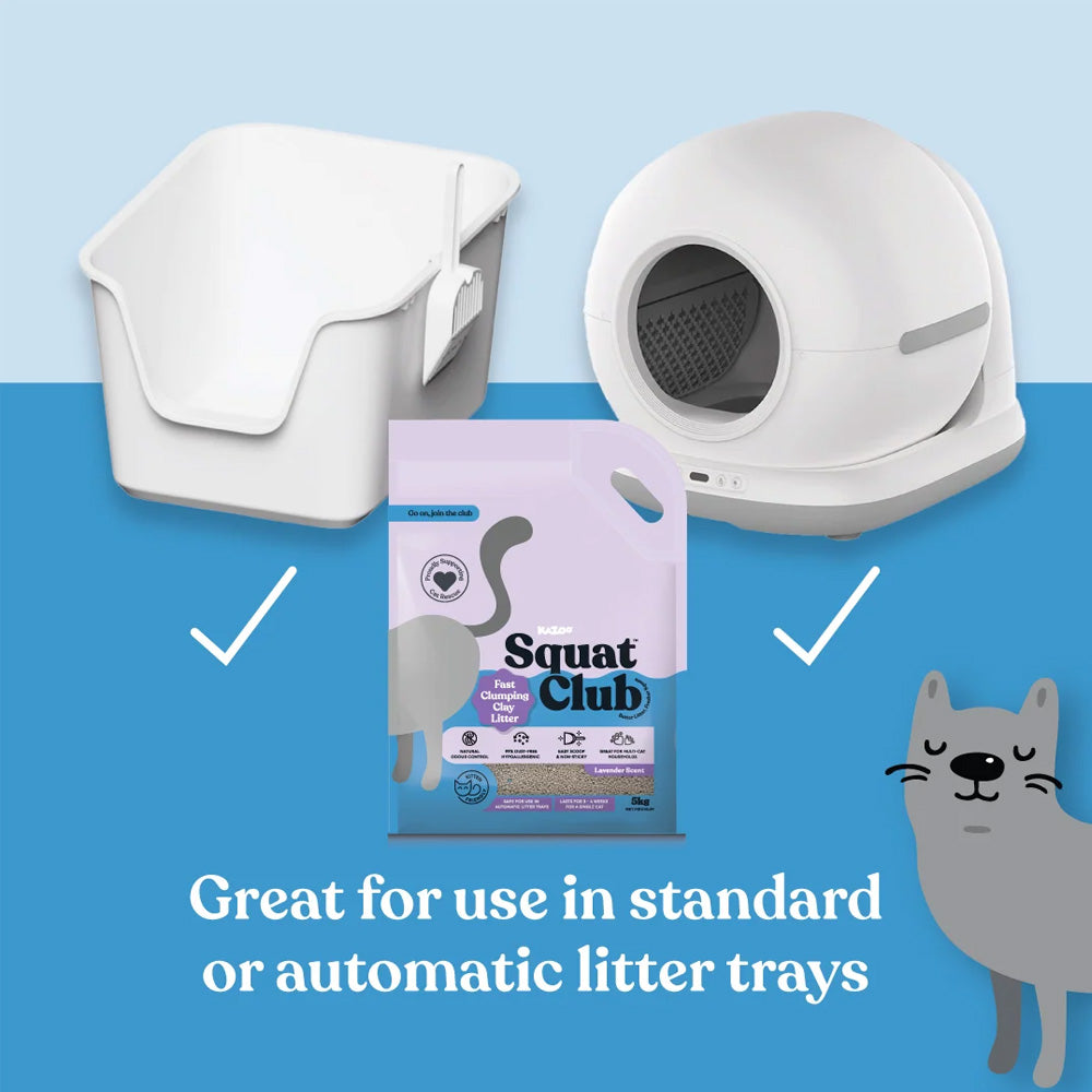 KAZOO Squat Club Fast Clumping Clay Cat Litter Lavender