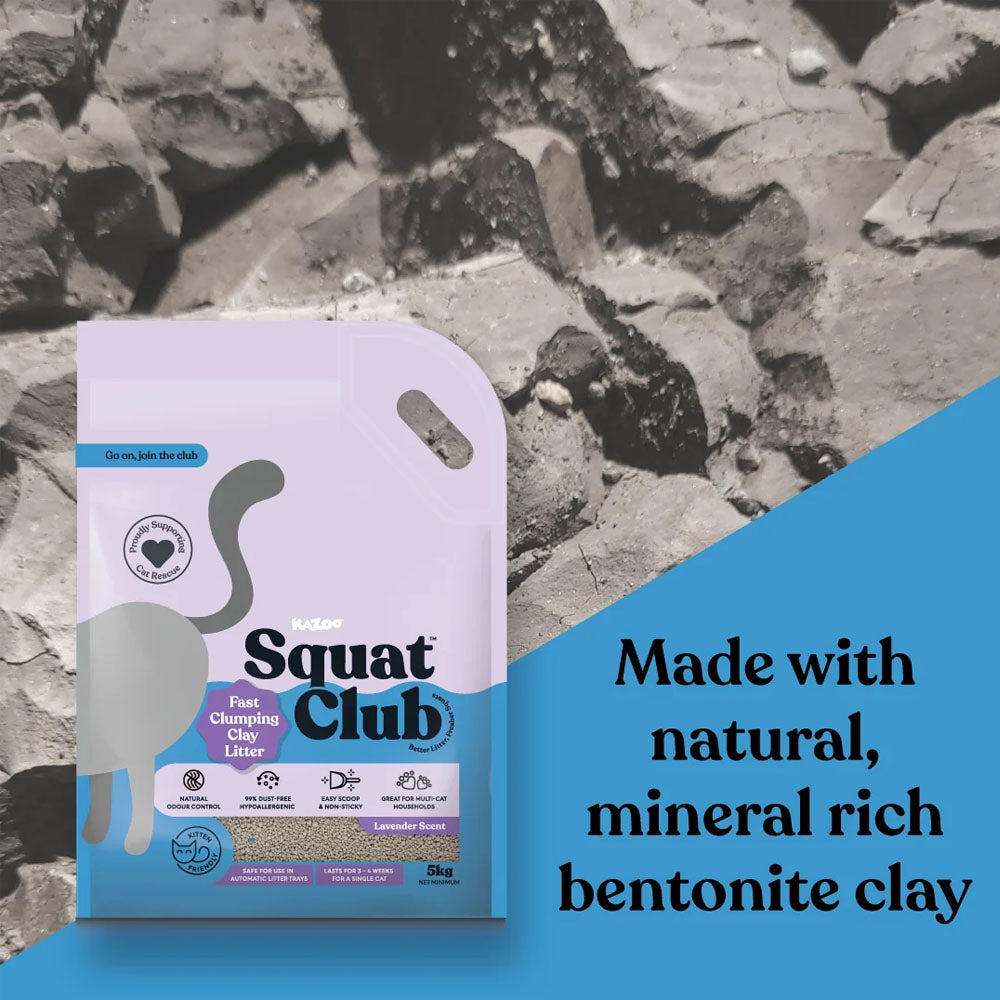 KAZOO Squat Club Fast Clumping Clay Cat Litter Lavender