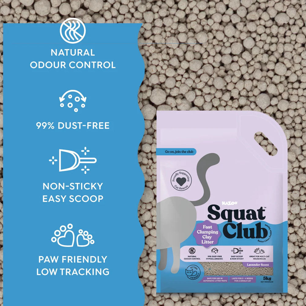 KAZOO Squat Club Fast Clumping Clay Cat Litter Lavender