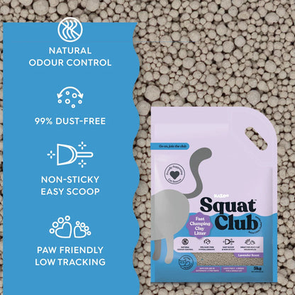 KAZOO Squat Club Fast Clumping Clay Cat Litter Lavender
