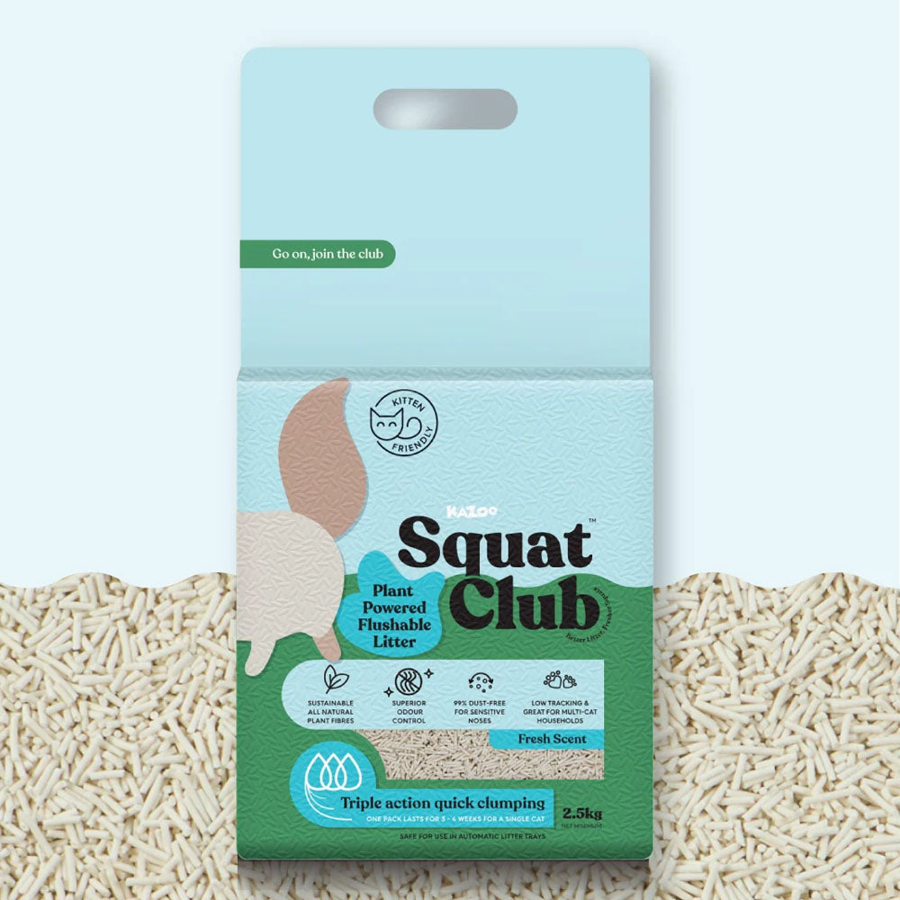 KAZOO Squat Club Plant Powered Flushable Cat Litter Fresh Scent