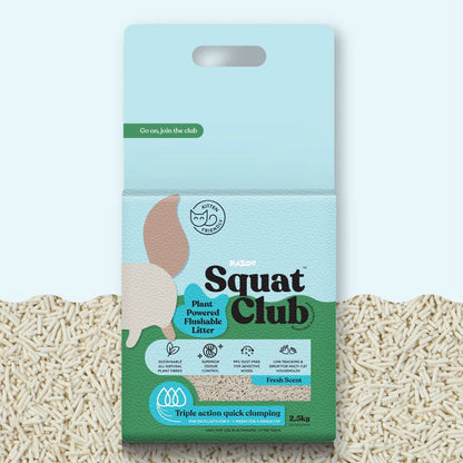 KAZOO Squat Club Plant Powered Flushable Cat Litter Fresh Scent