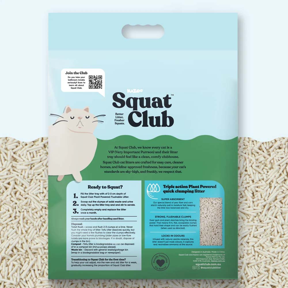 KAZOO Squat Club Plant Powered Flushable Cat Litter Fresh Scent