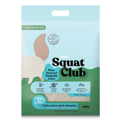KAZOO Squat Club Plant Powered Flushable Cat Litter Fresh Scent