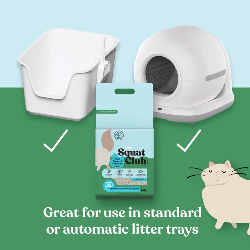 KAZOO Squat Club Plant Powered Flushable Cat Litter Fresh Scent