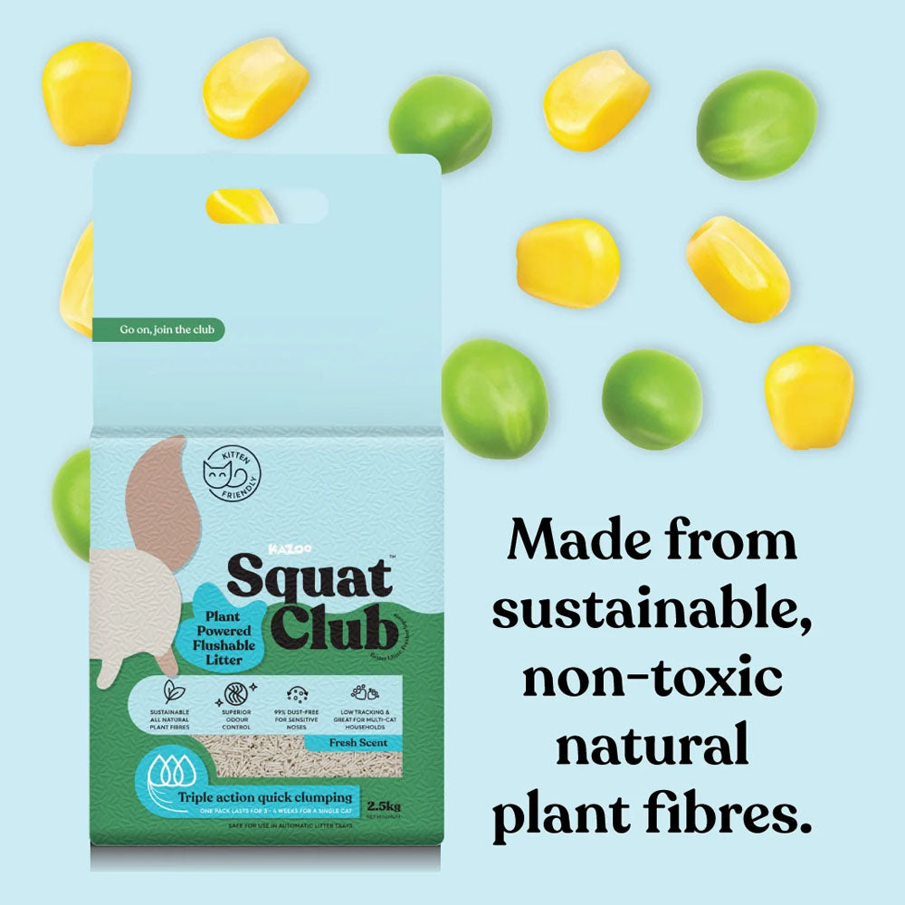 KAZOO Squat Club Plant Powered Flushable Cat Litter Fresh Scent