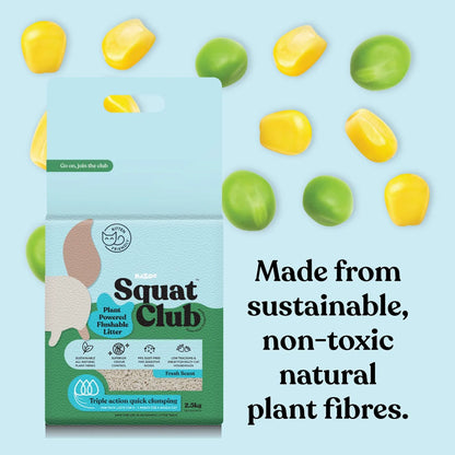 KAZOO Squat Club Plant Powered Flushable Cat Litter Fresh Scent