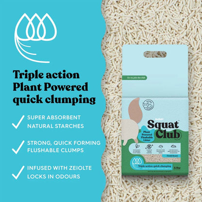KAZOO Squat Club Plant Powered Flushable Cat Litter Fresh Scent
