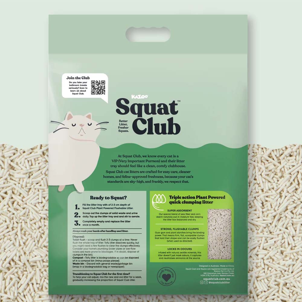KAZOO Squat Club Plant Powered Flushable Cat Litter