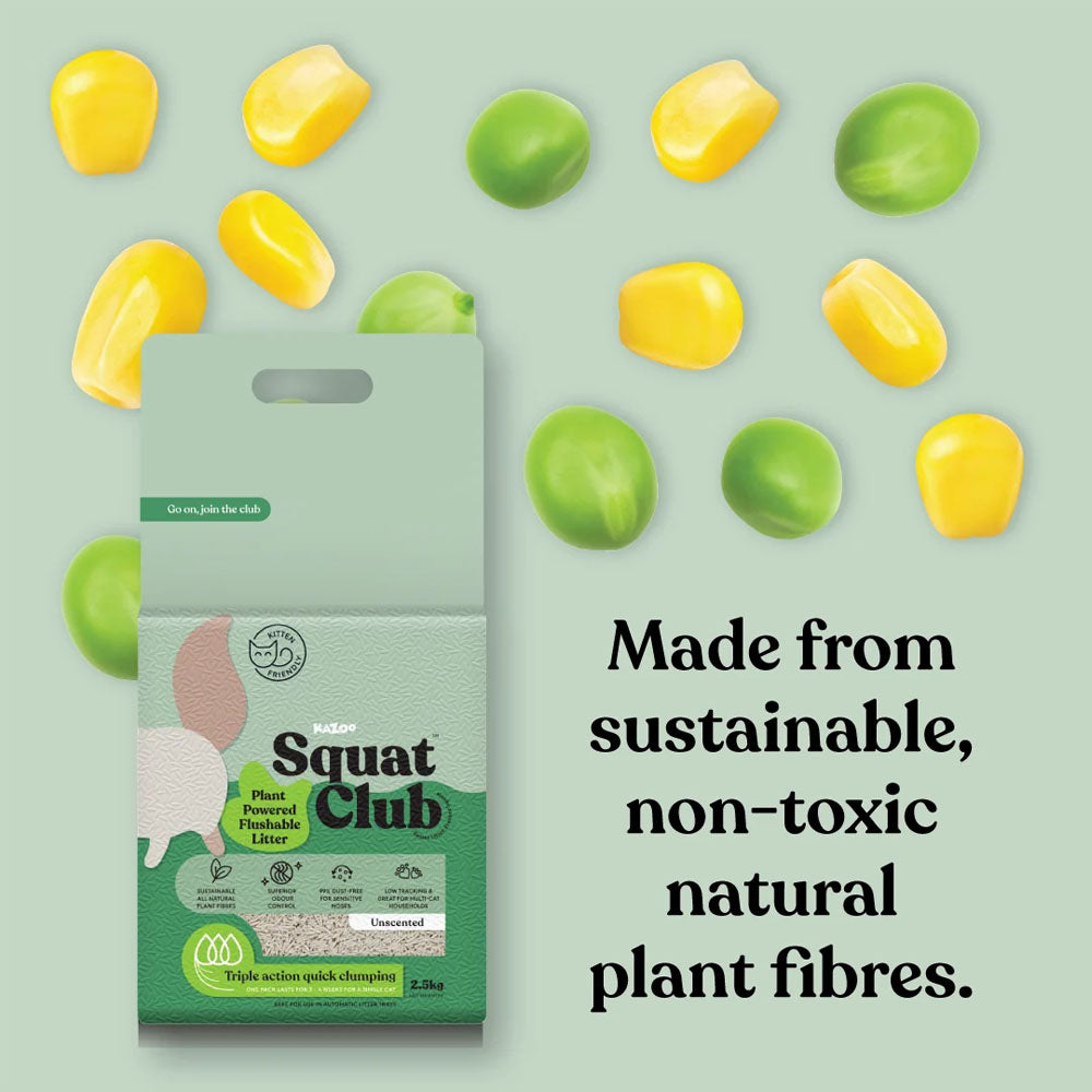 KAZOO Squat Club Plant Powered Flushable Cat Litter