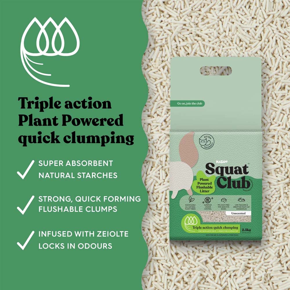 KAZOO Squat Club Plant Powered Flushable Cat Litter