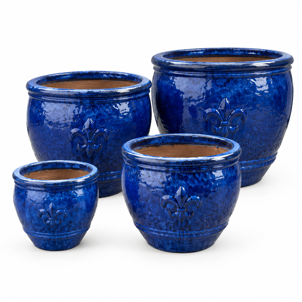 Lam Thanh Falling Blue Glazed Terracotta Garden Pot