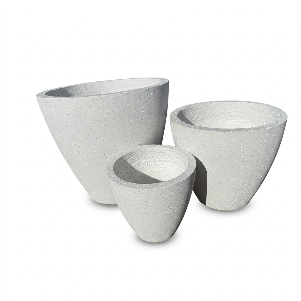 Lam Thanh Glacier White Rough Stone Fibrelite Garden Pot