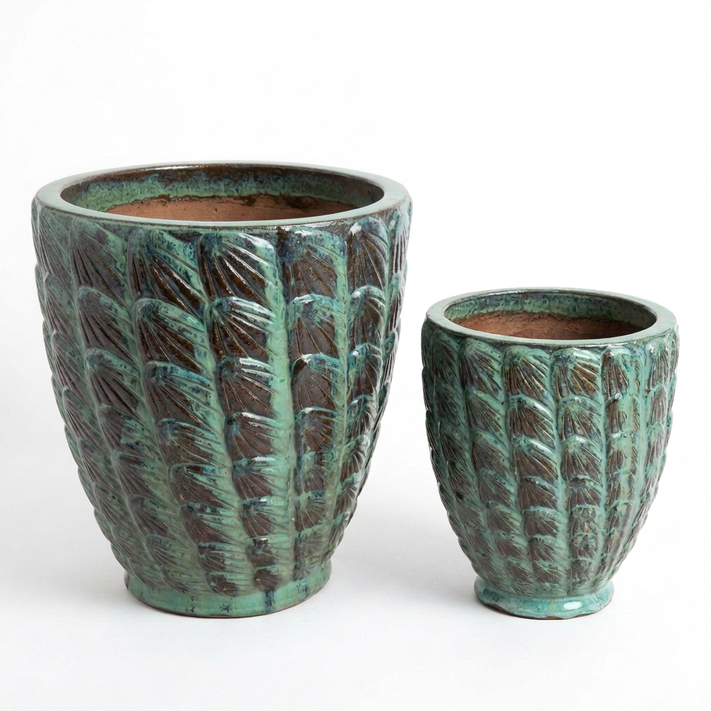 Lam Thahn Jade Green Glazed Terracotta Garden Pot