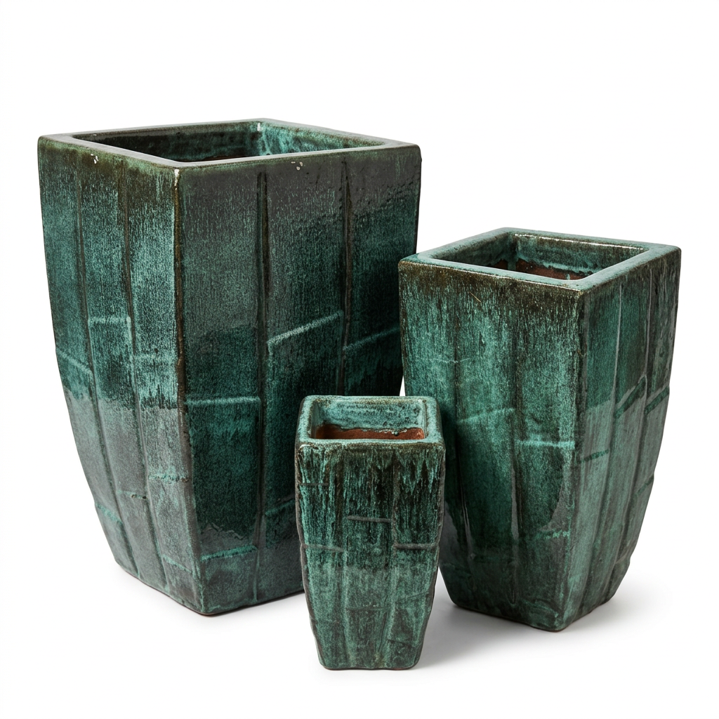 Lam Thanh Moss Verde Glazed Terracotta Garden Pot