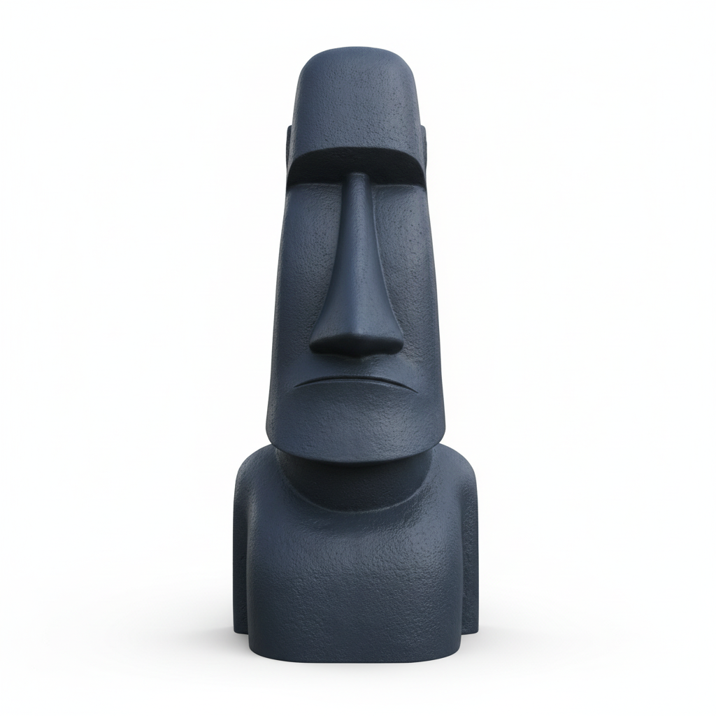 Moai Statue Dark Charcoal Blue-Grey