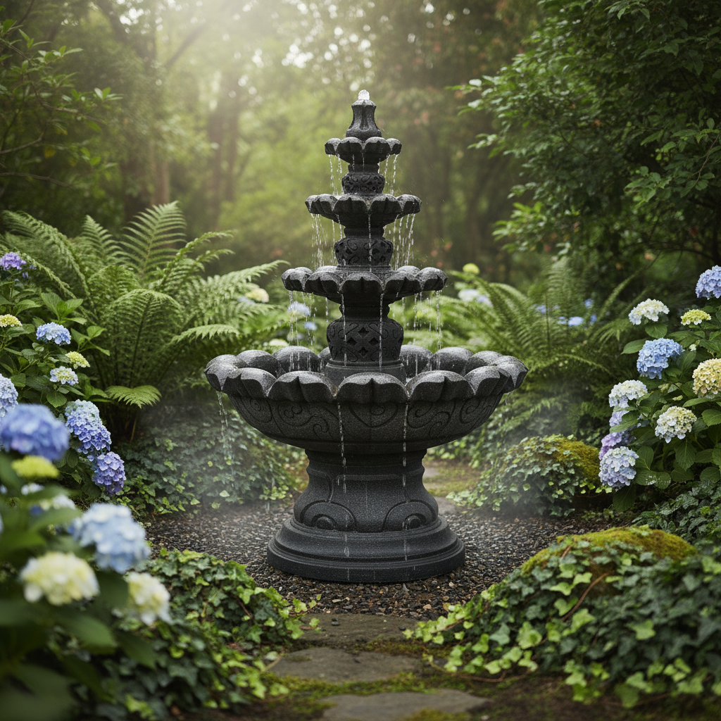 Lotus Harmony Garden Fountain Water Feature 4 Tier