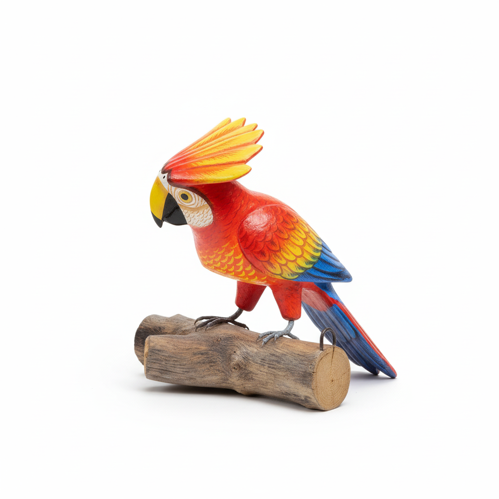 Multicolored Parrot Figurine - White Background