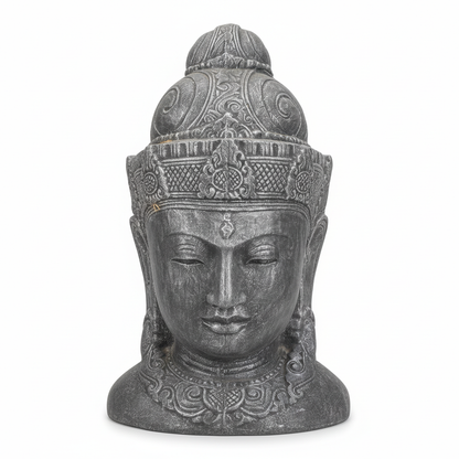 Ornate Buddha Head Sculpture - Solid
