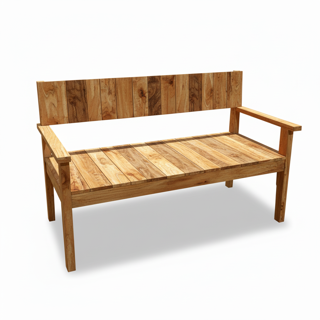 Primitive bench with natural wood finish