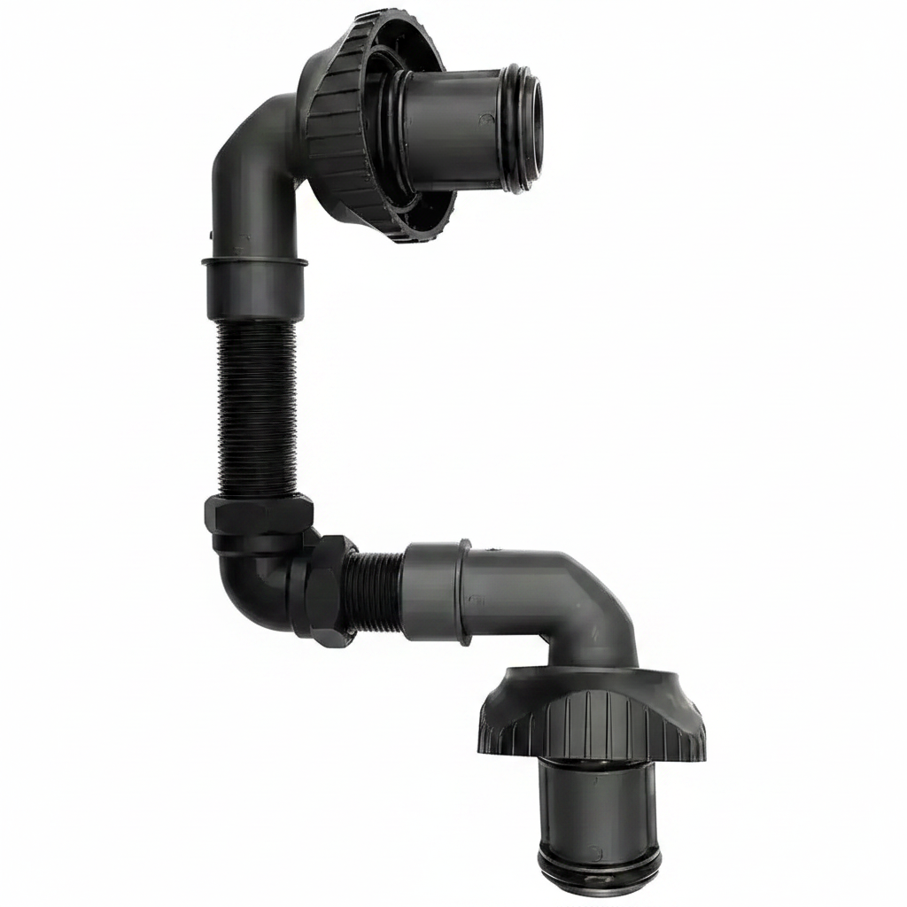 PVC fitting assembly on white background