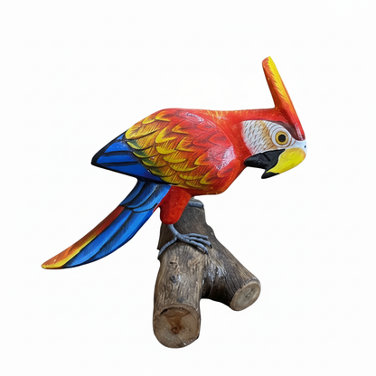 Red Multicolored Parrot Figurine - Zoomed In