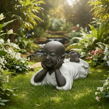 Laying Monk Garden Statue