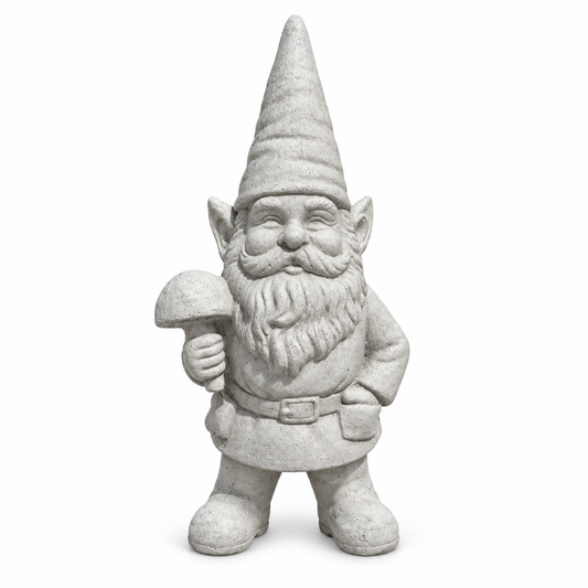 Single garden gnome on a white background, square image